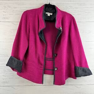Pendleton Pink Linen Blend Contrast Cuff Blazer Size M